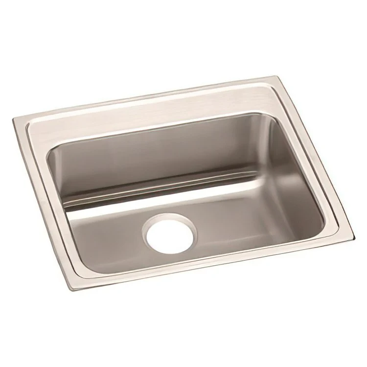 Kitchen Sink Lustertone Classic 22 x 19.5 Inch Single Bowl ADA Lustrous Satin Drop-In Rectangle Drain Location Rear Center Depth 5-1/2 Inch Bottom Only Pads - Frankwebs