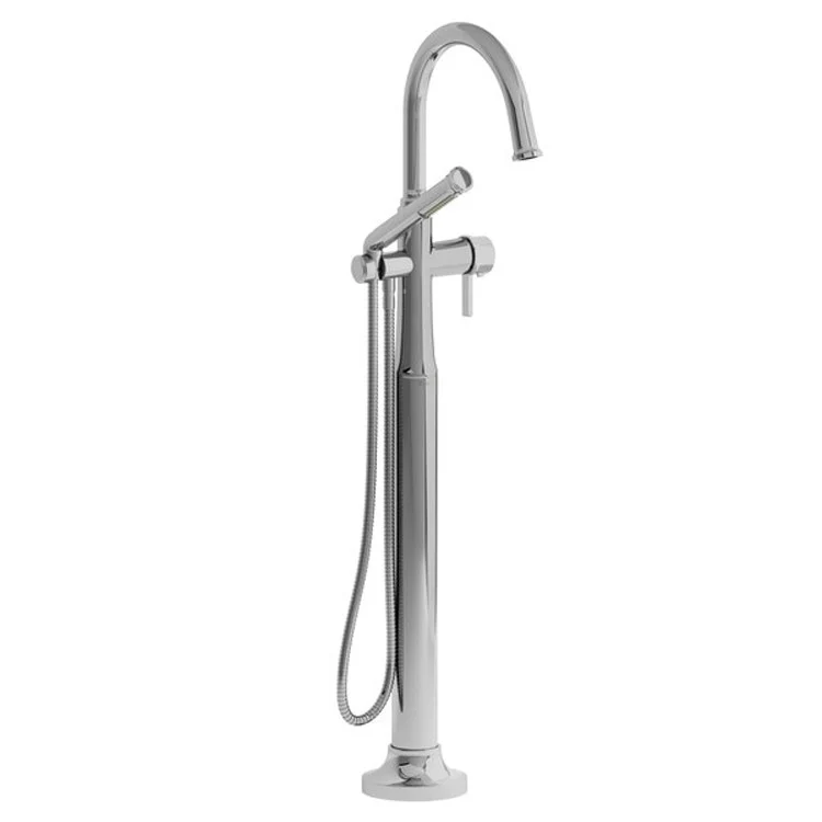 Tub Filler Trim Momenti Floor Mount with C-Spout 1 J-Shaped Lever Polished Nickel ADA - Frankwebs