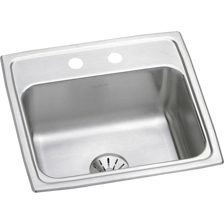 Kitchen Sink Lustertone Classic 19.5 x 19 Inch Single Bowl with Perfect Drain 2 Hole Lustrous Satin Drop-In Stainless Steel Drain Location Center Bottom Only Pads - Frankwebs