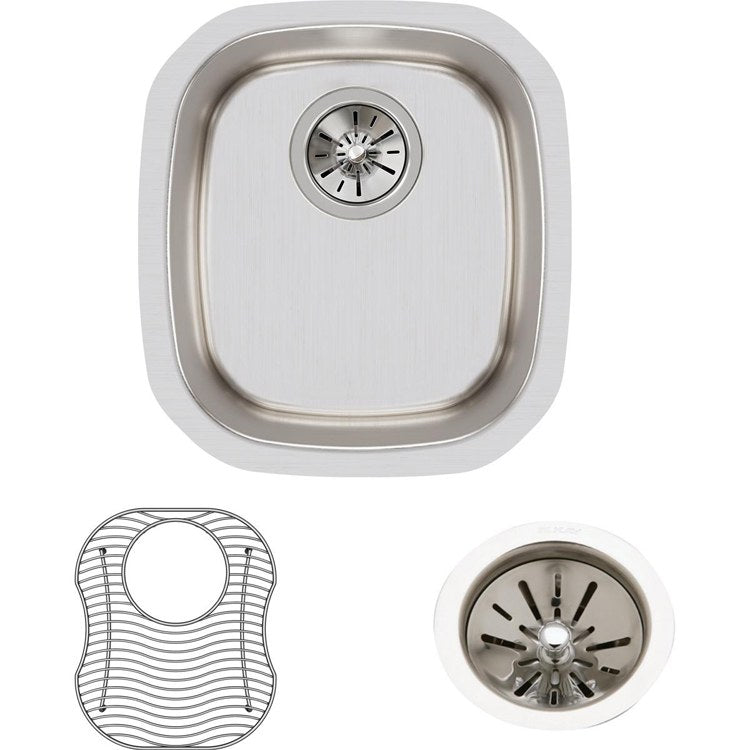 Kitchen Sink Lustertone Harmony 14.25 x 15.75 Inch Single Bowl Kit ADA Lustrous Highlighted Satin Undermount Rectangle with Rounded Corners Drain Location Rear Center Depth 6 Inch Sound Guard - Frankwebs