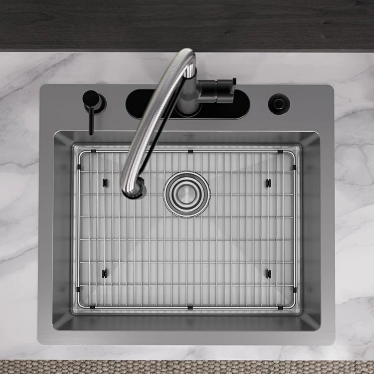 Kitchen Sink Crosstown 25 x 22 Inch Single Bowl 5 Hole Polished Satin Drop-In Undermount - Frankwebs