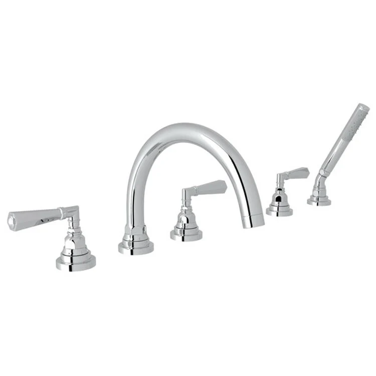 Tub Filler San Giovanni Deck Mount with Handshower 3 Metal Lever Polished Nickel - Frankwebs