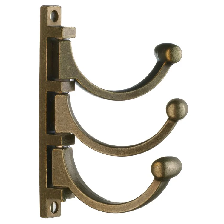 Hook Swing Arm Triple Brass 3 x 1 x 5 Inch 1 Inch Wall Mount Brass - Frankwebs