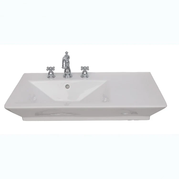 Lavatory Sink Opulence Above Counter 33-1/2 Inch 8 Inch Spread Rectangle White - Frankwebs