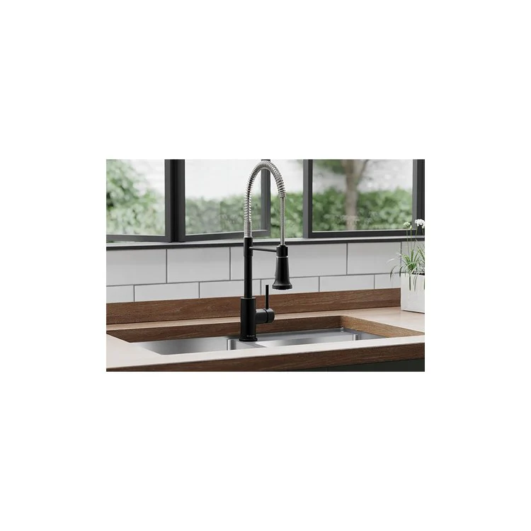 Kitchen Faucet Avado Deck Mount 1 Lever ADA Matte Black/Chrome Semi-Pro 1 Hole Spout Height 21-11/16 Inch - Frankwebs
