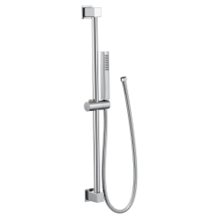 Handshower Set Square Wand Chrome 1 Function 1.75 Gallons per Minute 30IN Slide Bar with Push Button Height Selection - Frankwebs