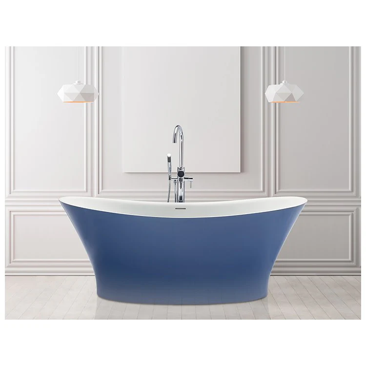 Soaking Tub Mallory 66 x 35.25 Inch Freestanding Center White Gloss Sculpturestone 79 Gallons 22-3/4 Inch - Frankwebs