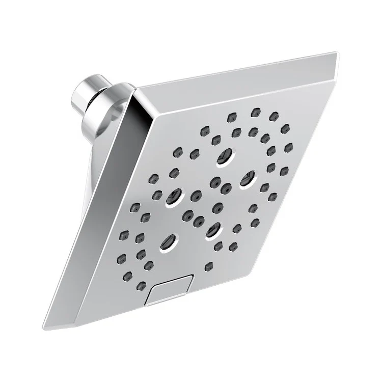 Showerhead Universal Showering Components 5 Function Square Raincan with H2Okinetic Technology Lumicoat Chrome 5-13/16 Inch 1.75 Gallons per Minute H2Okinetic Full Body Full with Massage Pause - Frankwebs