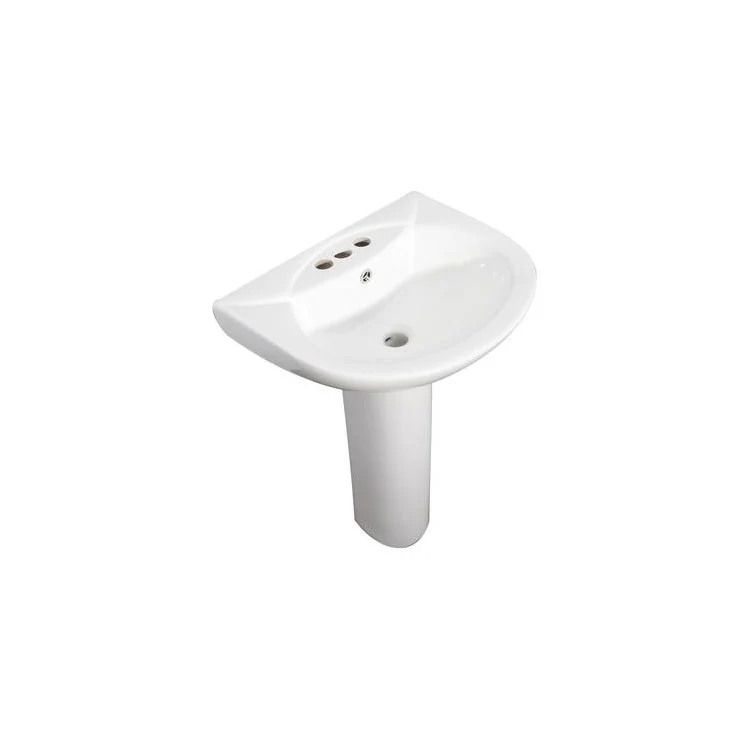 Pedestal Top Banks with Overflow 20-1/2 Inch White 4 Inch Spread Vitreous China Rectangle - Frankwebs