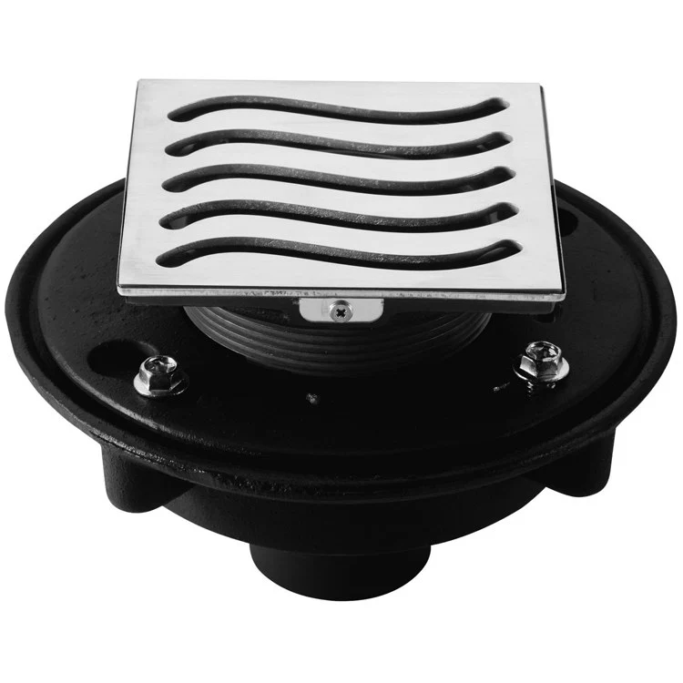 Shower Drain StyleDrain Wave with 2 Inch No Hub 5-1/4 x 5-1/4 Inch Satin Nickel Brass 8-7/16 Inch - Frankwebs