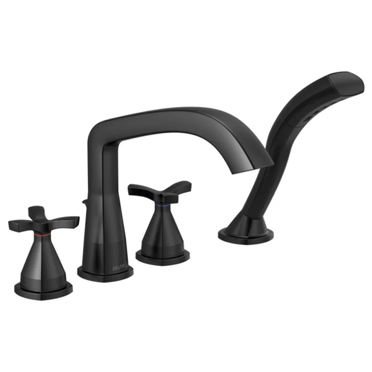 Roman Tub Trim Stryke with Handshower 2 Helo Matte Black ADA 8 to 16 Inch Spread - Frankwebs