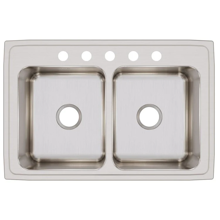 Kitchen Sink Lustertone Classic 33 x 22 Inch Double Bowl Equal 5 Hole Lustrous Satin Drop-In 12-1/8 Inch - Frankwebs