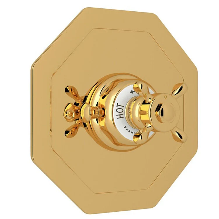 Thermostatic Trim Edwardian 3/4 Inch without Volume Control Octagonal 1 Cross Polished Chrome Brass - Frankwebs