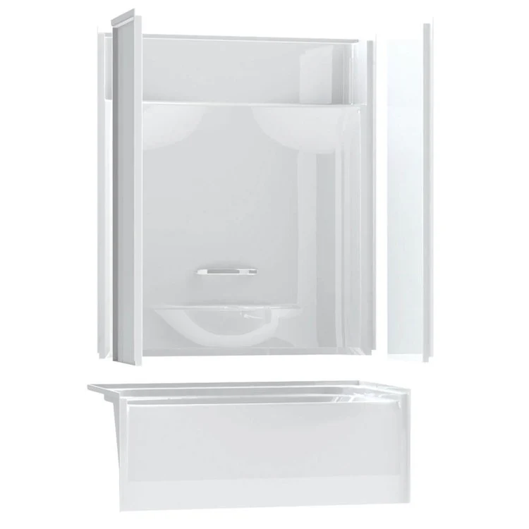 Tub and Shower Module 53-7/8 x 29 x 77-1/2 Inch AcrylX Left Drain White Above Floor Rough - Frankwebs