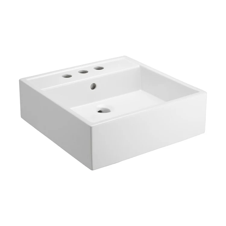Lavatory Sink Nova Above Counter 18-1/8 Inch 4 Inch Spread Square White - Frankwebs