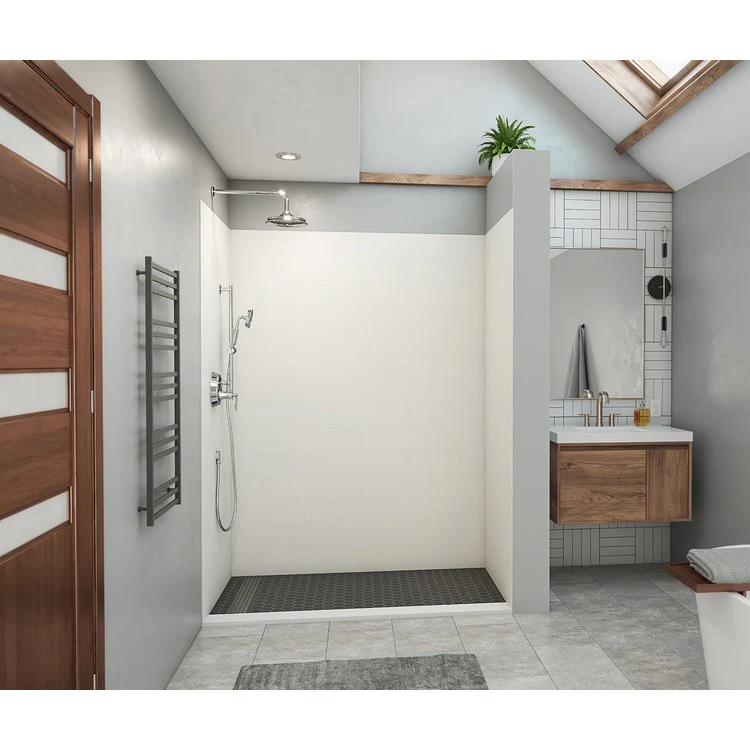 Shower Wall Kit Modern Subway Tile Glue Up 36 x 62 x 84 Inch Ice Swanstone - Frankwebs