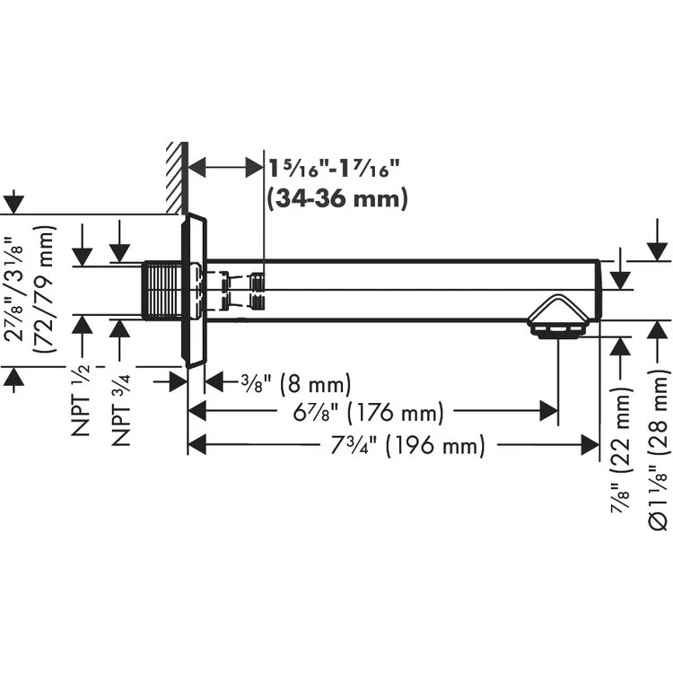 Tub Spout Locarno Less Diverter Matte Black 7-3/4 Inch 5.81 Gallons per Minute Brass - Frankwebs