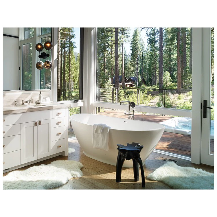 Air Tub Elise 4 72 x 37 Inch Freestanding Air Bath Center White Gloss Oval Sculpturestone 102 Gallons 24-1/2 Inch - Frankwebs