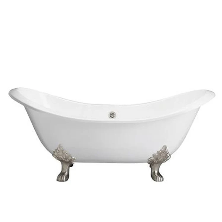 Freestanding Tub Marshall 72 Inch Double Slipper Oval Cast Iron White/Oil Rubbed Bronze Lion Paw Feet No Faucet Holes - Frankwebs