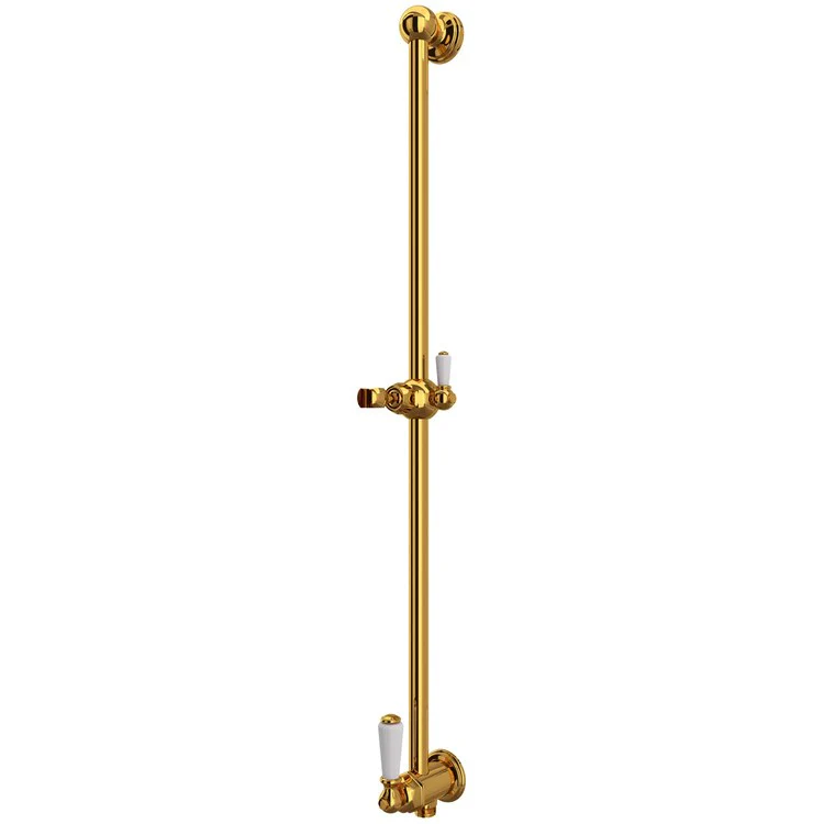 Handshower Bar Edwardian with Integrated Volume Control & Outlet Unlacquered Brass 25 Inch - Frankwebs