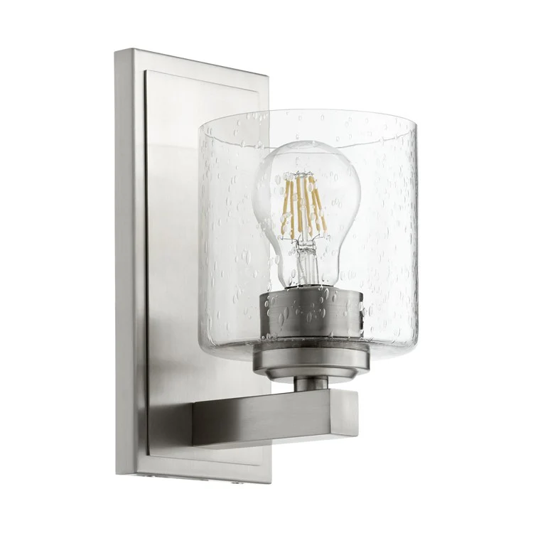 Signature Cylinder Single-Light Bathroom Wall Sconce with Clear Seeded Glass Shade - Frankwebs