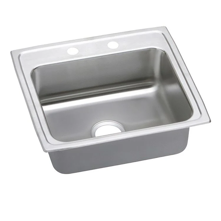 Kitchen Sink Lustertone Classic 22 x 19.5 Inch Single Bowl 2 Hole ADA Lustrous Highlighted Satin Top Mount Rectangle Drain Location Rear Center Depth 5 Inch Quick Clip Mounting System Full Spray Sides and Bottom - Frankwebs