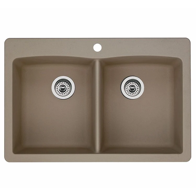 Kitchen Sink Diamond 33 x 22 Inch Double Bowl Equal Double 1 Hole Coal Black Drop-In/Undermount - Frankwebs