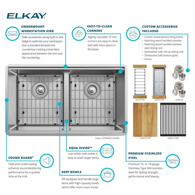 Kitchen Sink Crosstown 31.5 x 18.5 Inch Double Bowl Equal Kit with Aqua Divide Polished Satin Undermount - Frankwebs