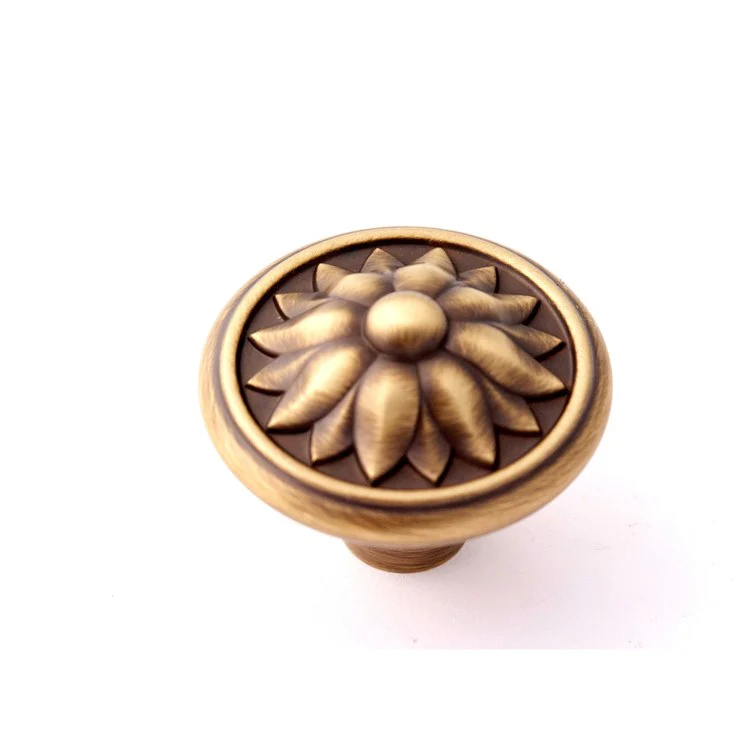 Knob Fiore Round Polished Antique Brass 1-1/2 Inch 1-1/4 Inch 1/2 Inch - Frankwebs