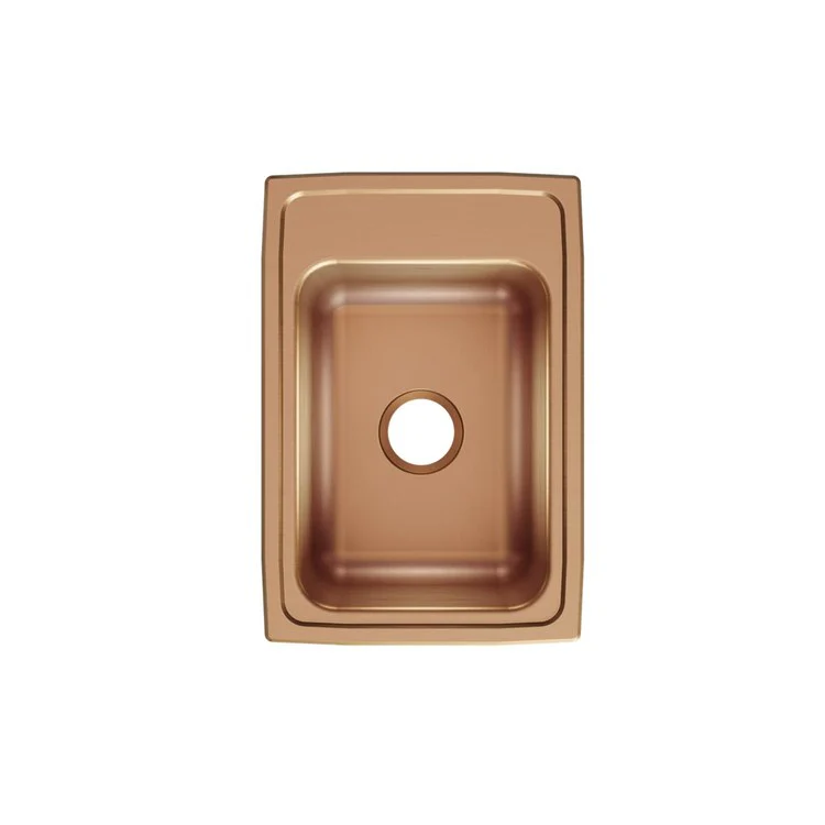 Kitchen Sink 15 x 22 Inch Single Bowl 3 Hole Copper Drop-In CuVerro Antimicrobial Copper Drain Location Center Bottom Only Pads - Frankwebs