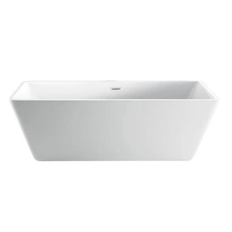 Freestanding Tub Siren 64 Inch Rectangle Acrylic White/Polished Brass Drain and Overflow No Faucet Holes - Frankwebs