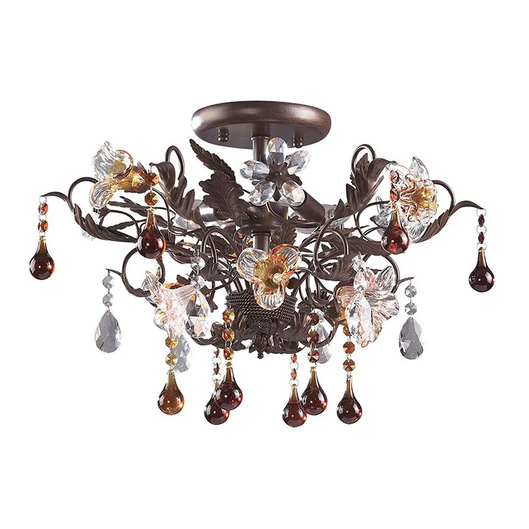 Cristallo Fiore Three-Light Semi-Flush Mount Ceiling Fixture - Frankwebs