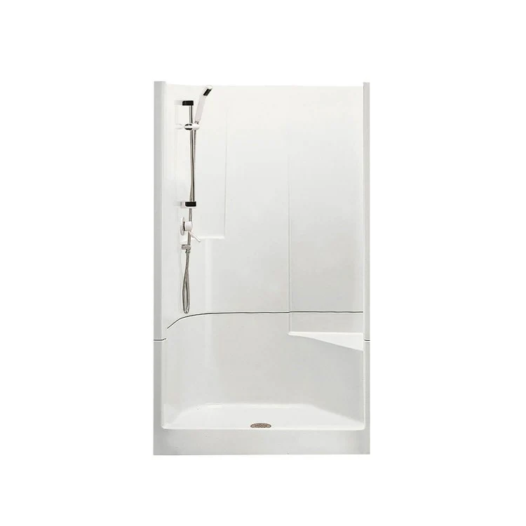 Shower Biarritz Rectangular White 47-1/2 x 47-1/2 x 75 Inch Fiberglass Right Seat Center Drain 47-1/2 Inch - Frankwebs