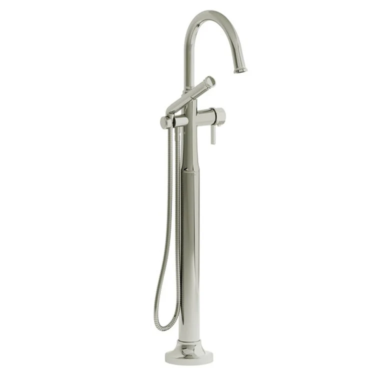 Tub Filler Trim Momenti Floor Mount with C-Spout 1 J-Shaped Lever Polished Nickel ADA - Frankwebs
