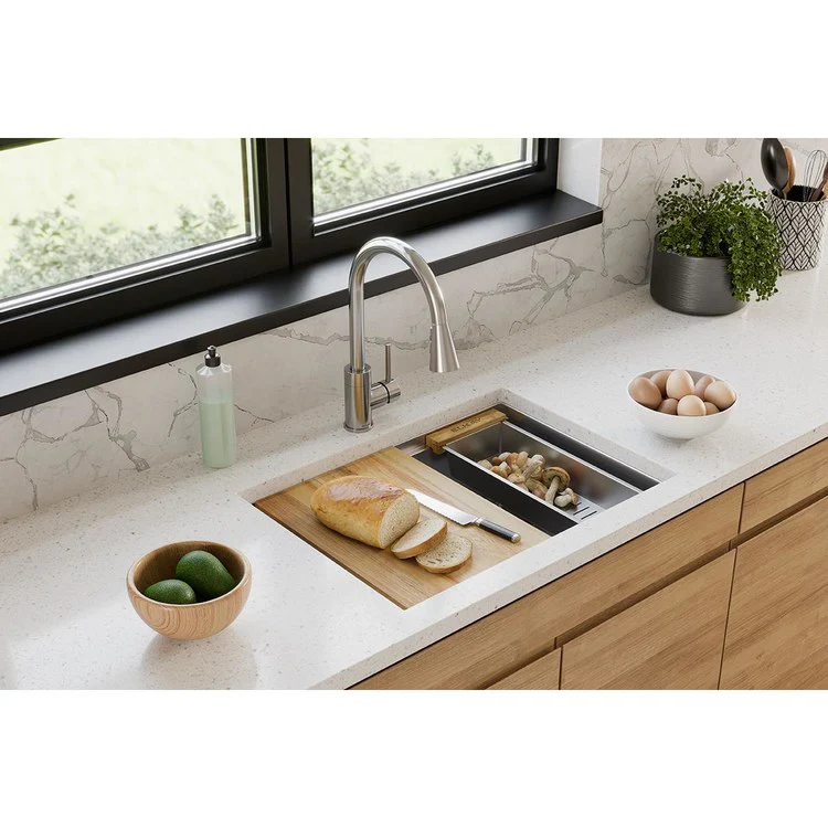 Colander Crosstown with Handles 17 x 7 Inch Polished Satin Stainless Steel Wood for Sink 16-6/7 Inch - Frankwebs