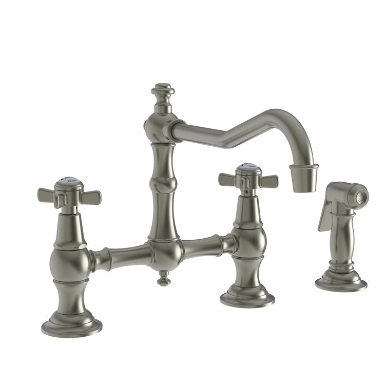 Kitchen Faucet Fairfield Bridge 8 Inch Spread 2 Cross ADA Satin Gold PVD Sidespray Spout Height 6-3/8 Inch 1.8 Gallons per Minute - Frankwebs