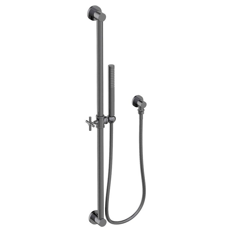 Handshower Set Tub and Shower Slidebar with Cross Handle Midnight Chrome 1 Function 1.8 Gallons per Minute - Frankwebs