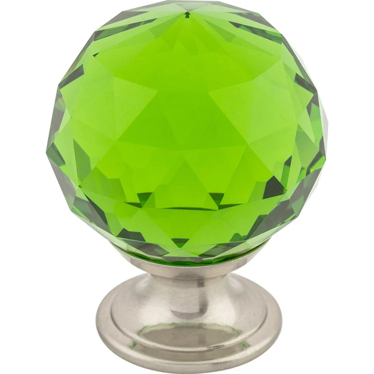 Knob Crystal Green for Decorative Hardware Brushed Satin Nickel Brass 1-3/8 Inch 1-3/4 Inch - Frankwebs