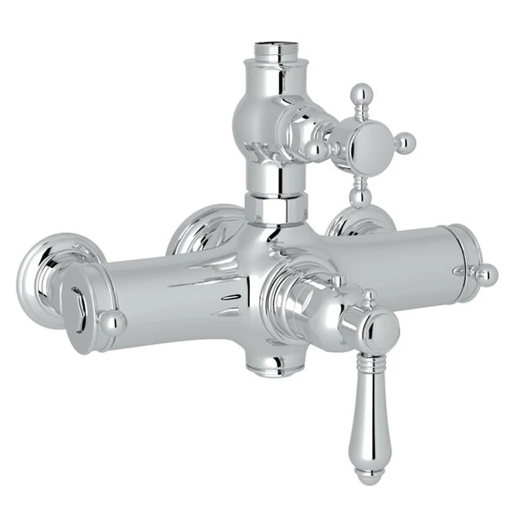 Thermostatic Valve Exposed with Volume and Temperature Control 2 Cross Polished Chrome - Frankwebs
