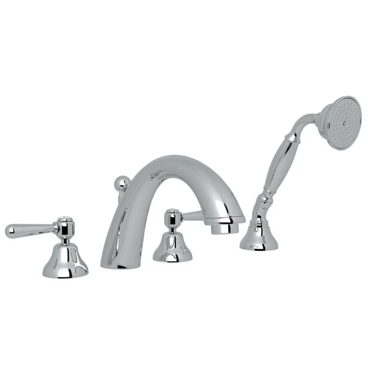 Tub Filler Verona Deck Mount with Handshower 2 Metal Lever Fixed Spout Italian Brass - Frankwebs