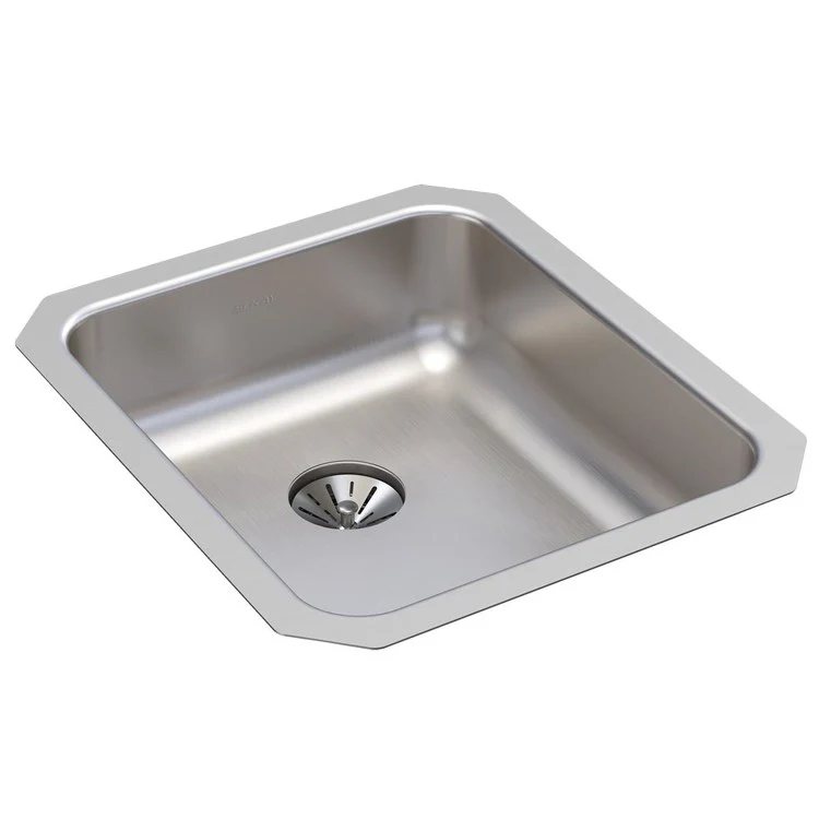 Kitchen Sink Lustertone Classic 16 x 18.5 Inch Single Bowl with Perfect Drain ADA Lustertone Undermount Rectangle Drain Location Rear Center Depth 6-7/8 Inch Bottom Only Pads - Frankwebs