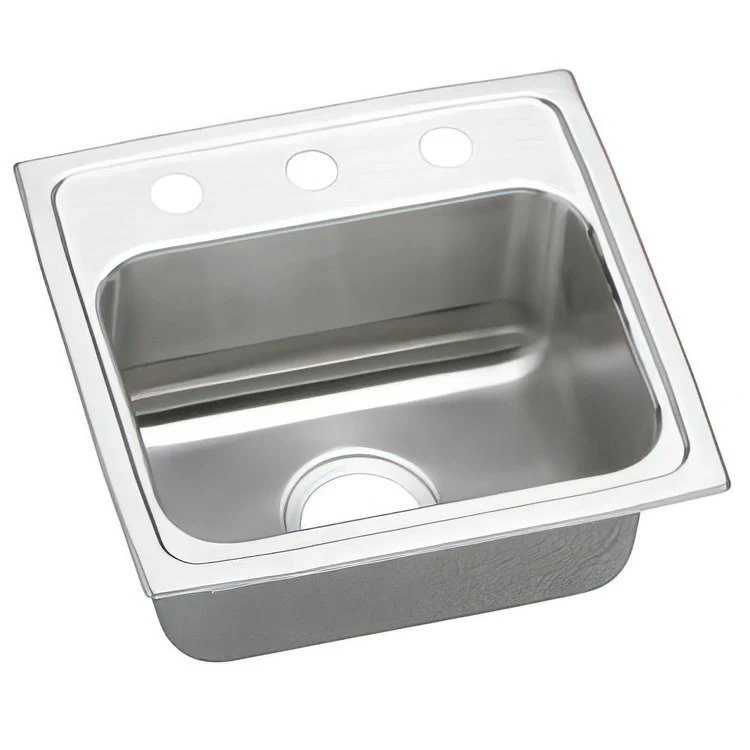 Kitchen Sink Lustertone Classic 17 x 16 Inch Single Bowl ADA Lustrous Satin Drop-In Rectangle Drain Location Center Depth 6-1/2 Inch Quick Clip Mounting System Bottom Only Pads - Frankwebs