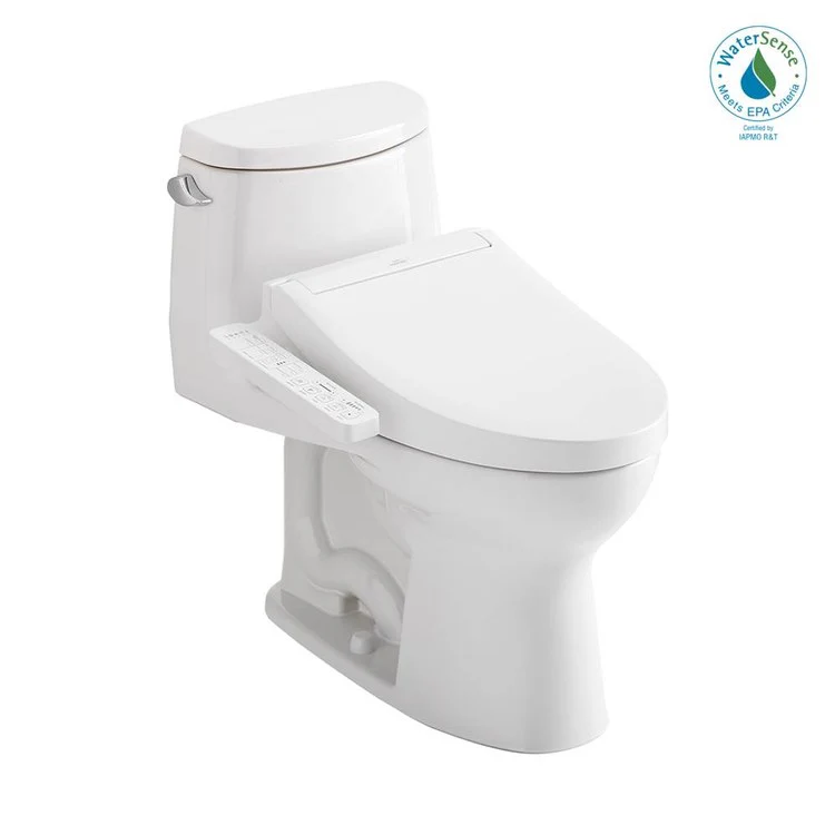 Toilet ULTRAMAX II 1 Pieces Universal Height Cotton Elongated ADA 28-3/4 Inch 1.28GPF 12 Inch Rough-In Tornado Left Hand Washlet+C2 - Frankwebs