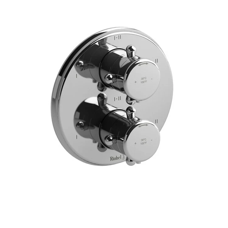 Thermostatic and Pressure Balance Valve Trim Classic 3/4 Inch Round 4-Way 6 Function 2 Cross Chrome - Frankwebs