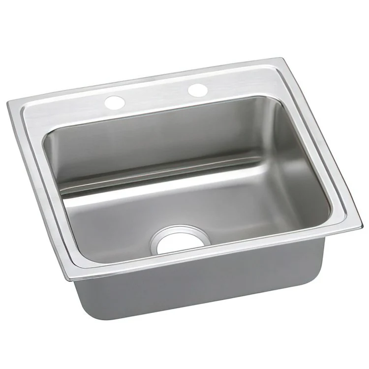 Kitchen Sink Lustertone Classic 25 x 21.25 Inch Single Bowl MR2 Hole ADA Lustrous Highlighted Satin Top Mount Rectangle Drain Location Rear Center Depth 5-1/2 Inch Quick Clip Mounting System Full Spray Sides and Bottom - Frankwebs