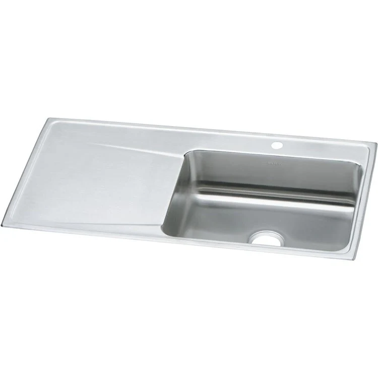Kitchen Sink Lustertone Classic 43 x 22 Inch Single Bowl with Left Drainboard 1 Hole Lustrous Highlighted Satin Top Mount - Frankwebs