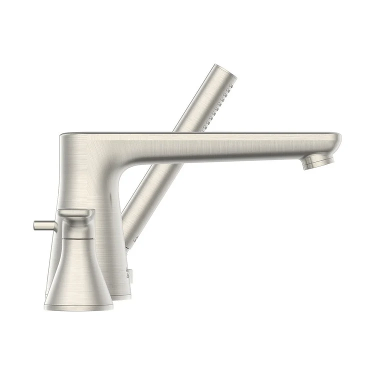 Roman Tub Filler Aspirations Mini-Widespread Deck Mount 2 Lever ADA Fixed Spout Brushed Nickel - Frankwebs
