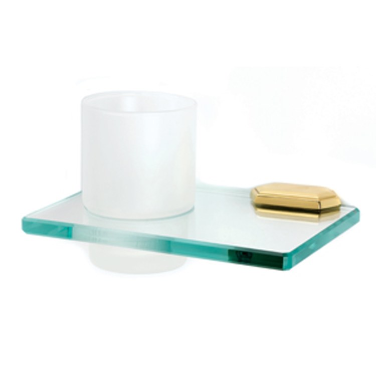 Tumbler Holder Nicole Bath Unlacquered Brass Includes Tumbler Wall Mount Brass/Glass 4-5/8 x 6-3/4 Inch - Frankwebs