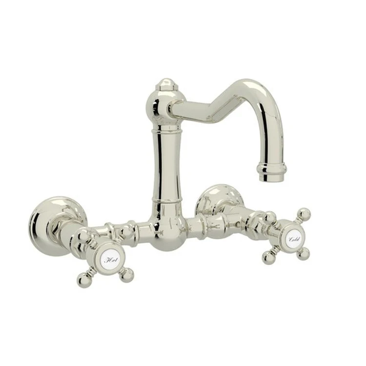 Kitchen Faucet Acqui Wall Mount with Sidespray 2 Cross Handle Polished Nickel Column Spout 1.5 Gallons per Minute - Frankwebs