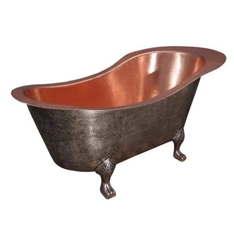 Freestanding Tub Naples 73 Inch Slipper Oval Antique Copper Tub Feet No Faucet Holes Right Overflow - Frankwebs